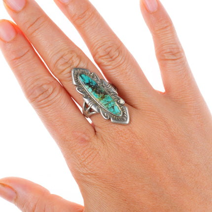 sz9 vintage Bell Trading post southwestern sterling silver ring nice turquoise