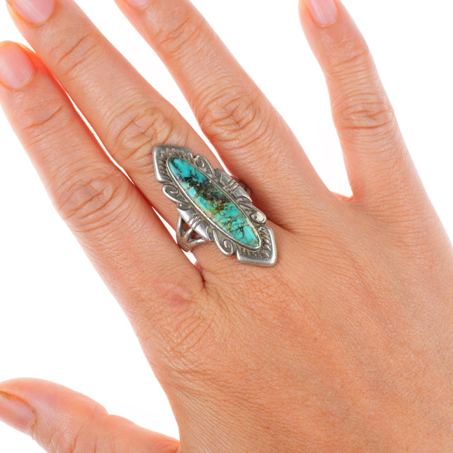 sz9 vintage Bell Trading post southwestern sterling silver ring nice turquoise