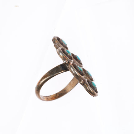 sz5.5 vintage Zuni sterling silver snake eye turquoise ring