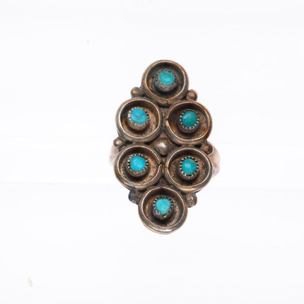 sz5.5 vintage Zuni sterling silver snake eye turquoise ring
