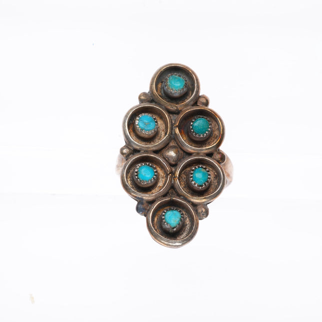 sz5.5 vintage Zuni sterling silver snake eye turquoise ring