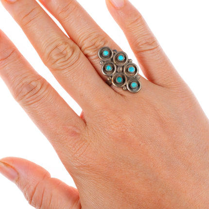 sz5.5 vintage Zuni sterling silver snake eye turquoise ring