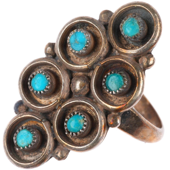 sz5.5 vintage Zuni sterling silver snake eye turquoise ring