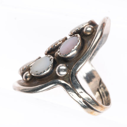 sz8.5 vintage EH Navajo sterling silver pink mother of pearl cluster ring