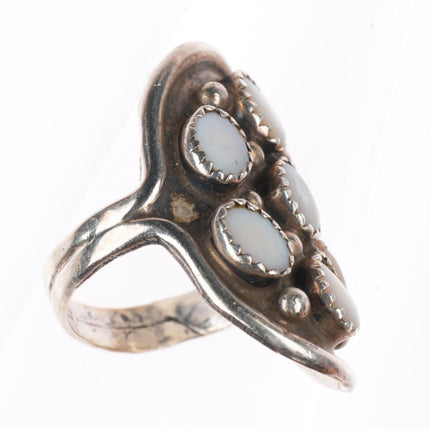 sz8.5 vintage EH Navajo sterling silver pink mother of pearl cluster ring