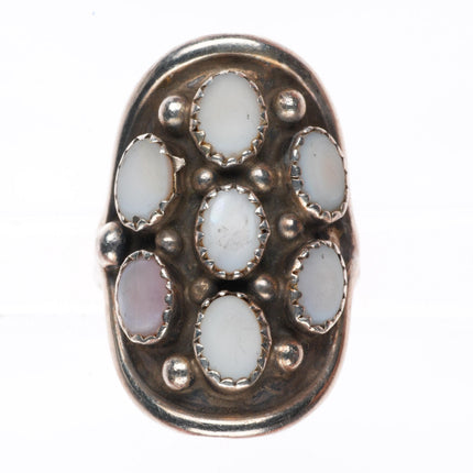 sz8.5 vintage EH Navajo sterling silver pink mother of pearl cluster ring