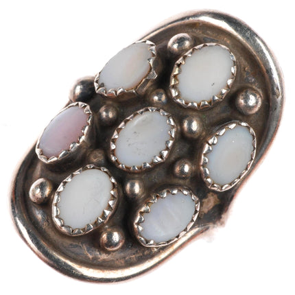 sz8.5 vintage EH Navajo sterling silver pink mother of pearl cluster ring