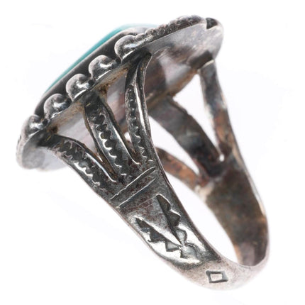 sz8 vintage Navajo Fred Harvey style sterling silver ring with nice turquoise