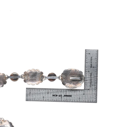 38" c1930-40's Navajo sterling silver hand stamped link concho belt/hatband