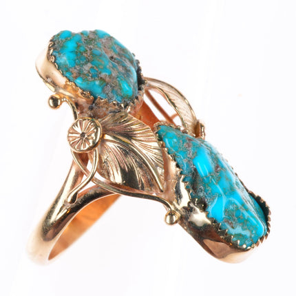 sz6 vintage 14k yellow gold Lone Mountain turquoise Zuni ring