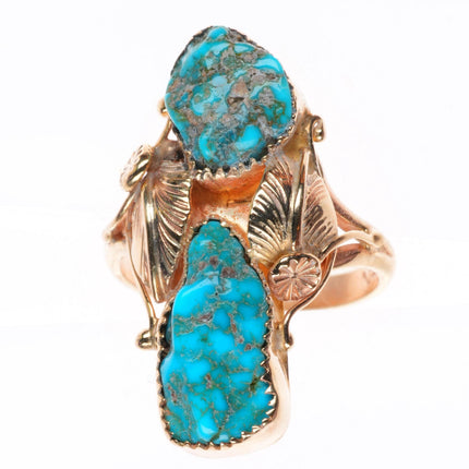 sz6 vintage 14k yellow gold Lone Mountain turquoise Zuni ring