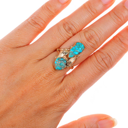 sz6 vintage 14k yellow gold Lone Mountain turquoise Zuni ring