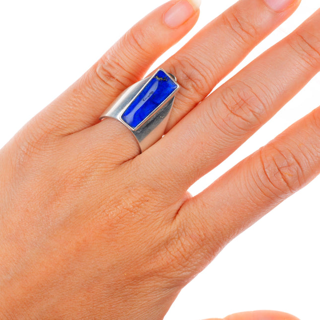 sz7 Sam Lovato Santo Domingo sterling silver lapis lazuli modernist ring