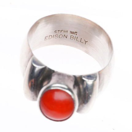sz7.5 Edison Billy Navajo sterling silver high grade coral ring