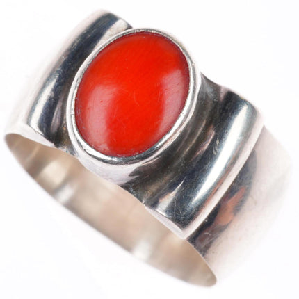 sz7.5 Edison Billy Navajo sterling silver high grade coral ring