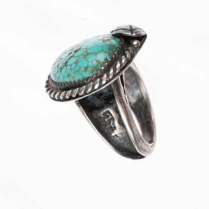 sz8.25 vintage Navajo sterling silver spiderweb turquoise ring