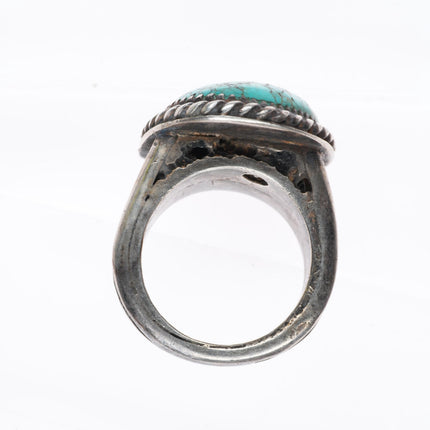 sz8.25 vintage Navajo sterling silver spiderweb turquoise ring