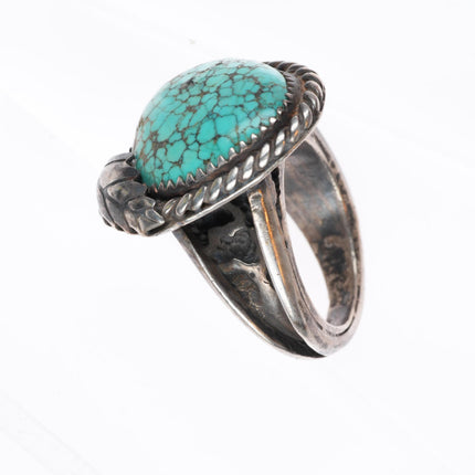 sz8.25 vintage Navajo sterling silver spiderweb turquoise ring