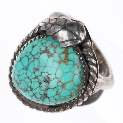 sz8.25 vintage Navajo sterling silver spiderweb turquoise ring