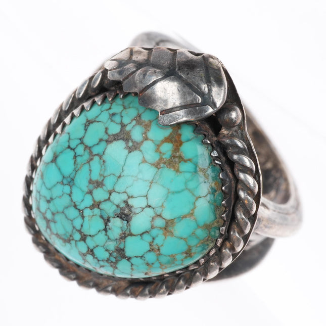 sz8.25 vintage Navajo sterling silver spiderweb turquoise ring