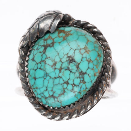 sz8.25 vintage Navajo sterling silver spiderweb turquoise ring