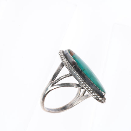 sz7.5 40's-50's  vintage Navajo sterling silver long ring with nice turquoise