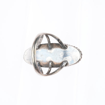 sz7.5 40's-50's  vintage Navajo sterling silver long ring with nice turquoise