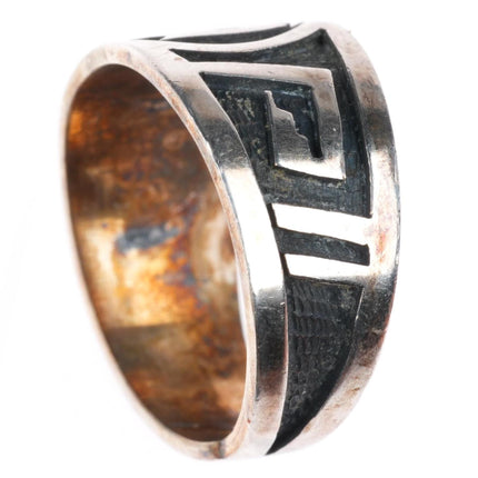 sz10 Steven Sockyma Hopi overlay Kokopelli ring sterling silver