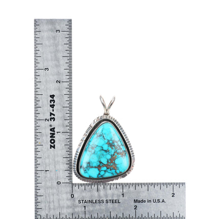 W Johnson Navajo sterling silver high grade turquoise necklace pendant