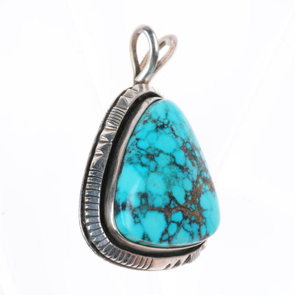 W Johnson Navajo sterling silver high grade turquoise necklace pendant
