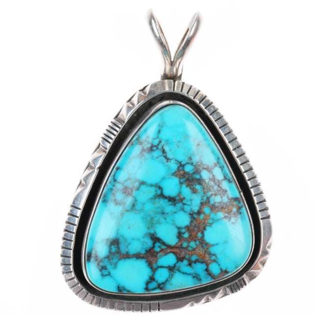 W Johnson Navajo sterling silver high grade turquoise necklace pendant