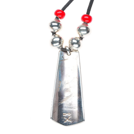 Cippy Crazy Horse Cochiti pueblo sterling silver beaded pendant necklace