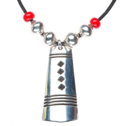 Cippy Crazy Horse Cochiti pueblo sterling silver beaded pendant necklace
