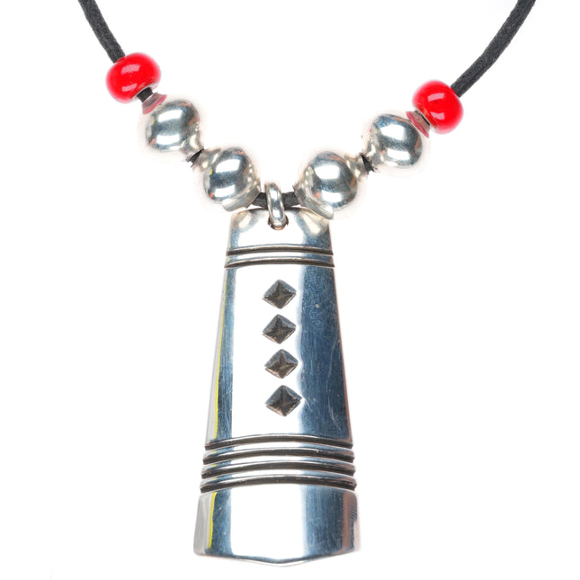 Cippy Crazy Horse Cochiti pueblo sterling silver beaded pendant necklace