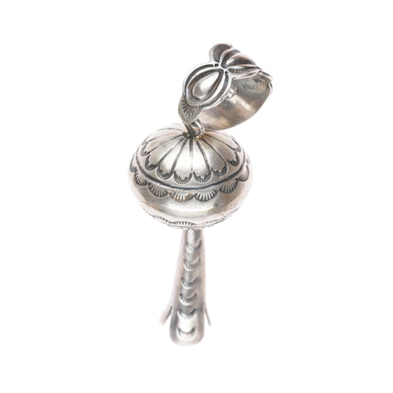 Big Navajo deep stamped sterling silver Pomegranate Squash blossom pendant
