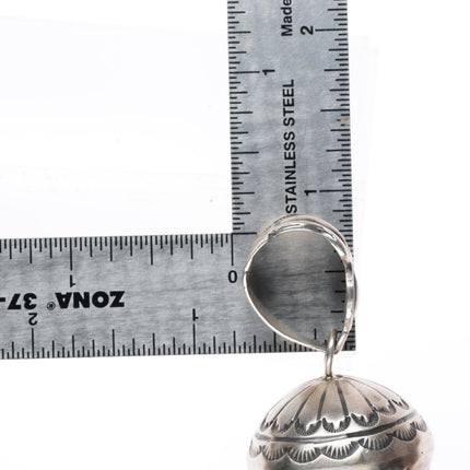 Big Navajo deep stamped sterling silver Pomegranate Squash blossom pendant