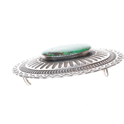 1.5" Herman Smith Navajo sterling silver green turquoise belt buckle