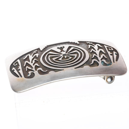 1.5" Jesse Josytewa Hopi corn/man in the maze sterling silver belt buckle