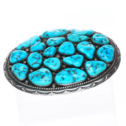 1.5" Heavy Howard Begay Navajo sterling silver turquoise cluster belt buckle