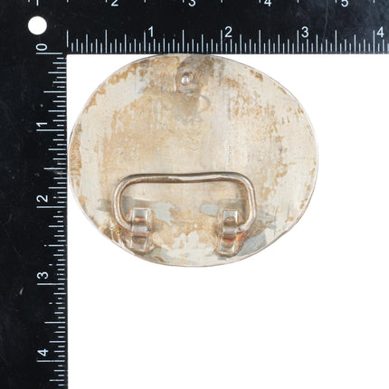 1.5" vintage sterling silver moss agate southwestern belt buckle