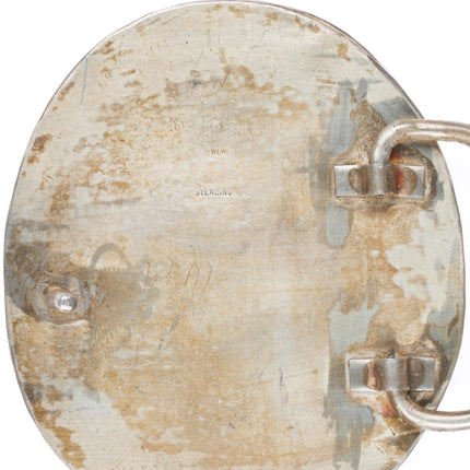 1.5" vintage sterling silver moss agate southwestern belt buckle