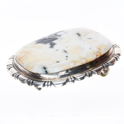 1" Navajo sterling silver white buffalo jasper belt buckle