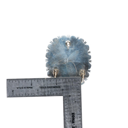 1" Navajo sterling silver white buffalo jasper belt buckle