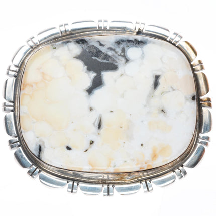 1" Navajo sterling silver white buffalo jasper belt buckle