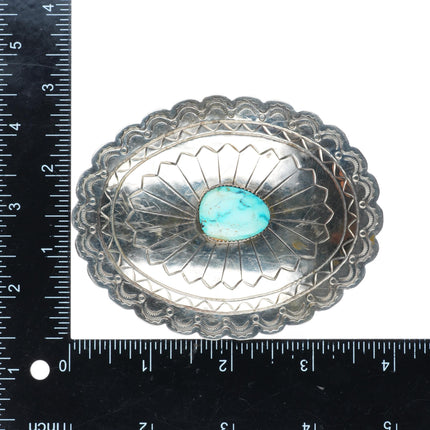 1.5" Herman Hoskie Navajo sterling silver turquoise belt buckle