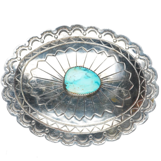 1.5" Herman Hoskie Navajo sterling silver turquoise belt buckle