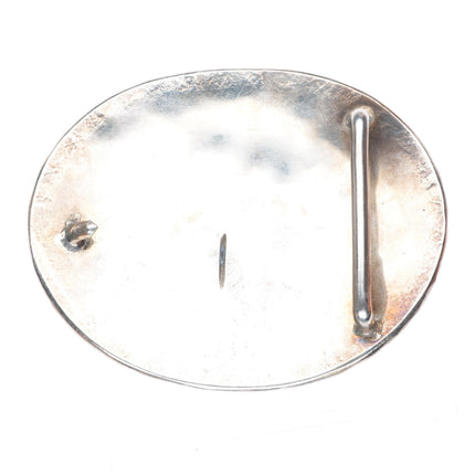 1.75" vintage Navajo sterling silver turquoise belt buckle