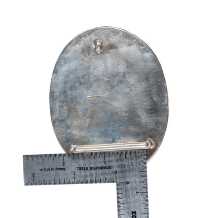 1.75" vintage Navajo sterling silver turquoise belt buckle