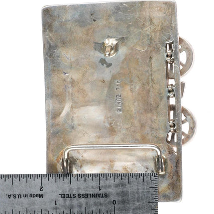 1.5" Helen & Lincoln Zunie sterling silver inlaid Conestoga Wagon belt buckle