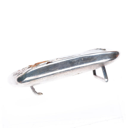1.5" retro sterling silver boulder opal brutalist style artisan belt buckle